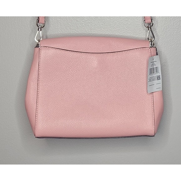 Kate Spade Leila Medium Flap Shoulder Bag Peachy Rose Leather Purse Crossbody - Picture 3 of 9